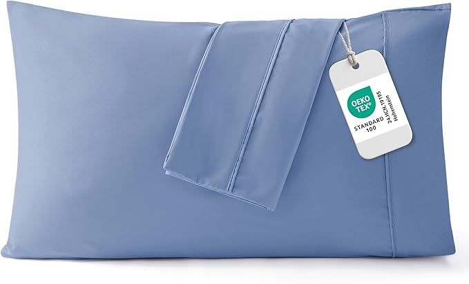 Bedsure Queen Pillow Cases Set of 2 - Slate Blue Brushed Microfiber Pillowcase 2 Pack, Super Soft and Cozy Pillow Case Covers with Envelope Closure, Wrinkle, Fade and Stain Resistant, 20x30 Inches