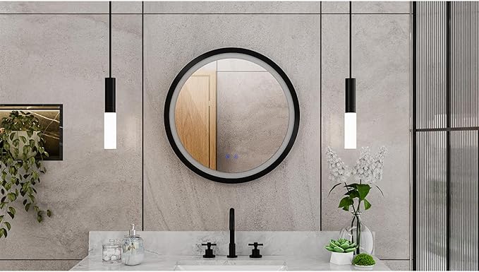 DreamLine Brilliance 24 in. H x 24 in. W Circular Light-up Mirror, Matte Black
