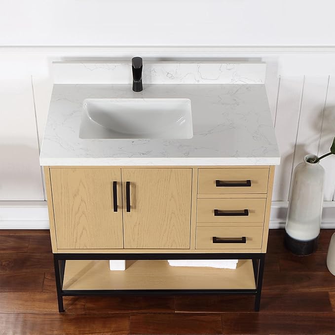 Wildy 36" Single Bathroom Vanity Set in Black Oak Without Mirror
