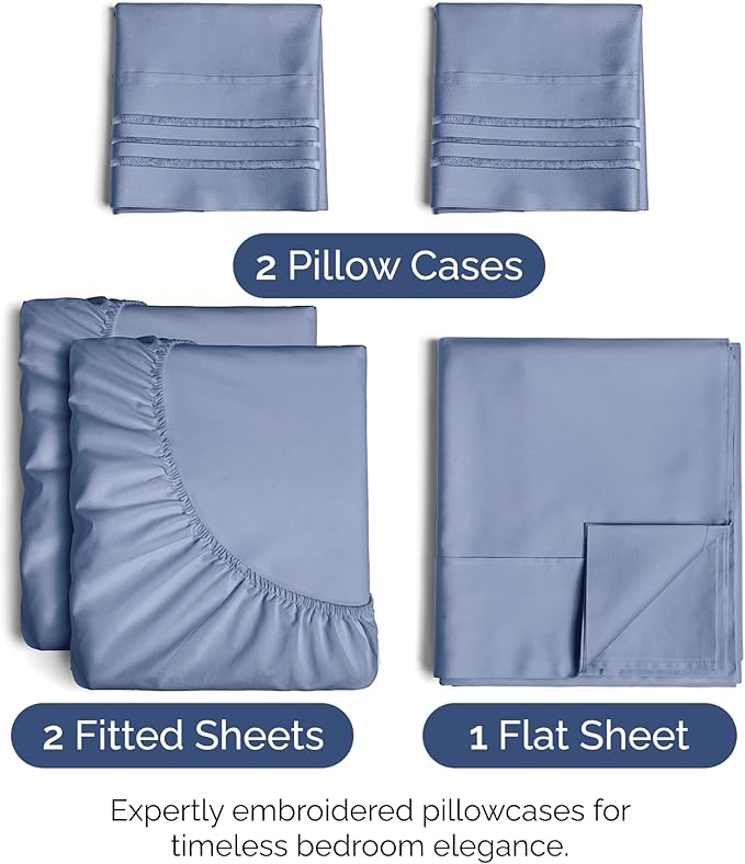 Split King Size 5 Piece Sheet Set - Extra Soft, Breathable & Cooling Sheets - Hotel Luxury Bed Sheets for Women & Men - Deep Pockets, Easy-Fit & Wrinkle-Free Sheets - Dusty Purple Oeko-Tex Bed Sheets