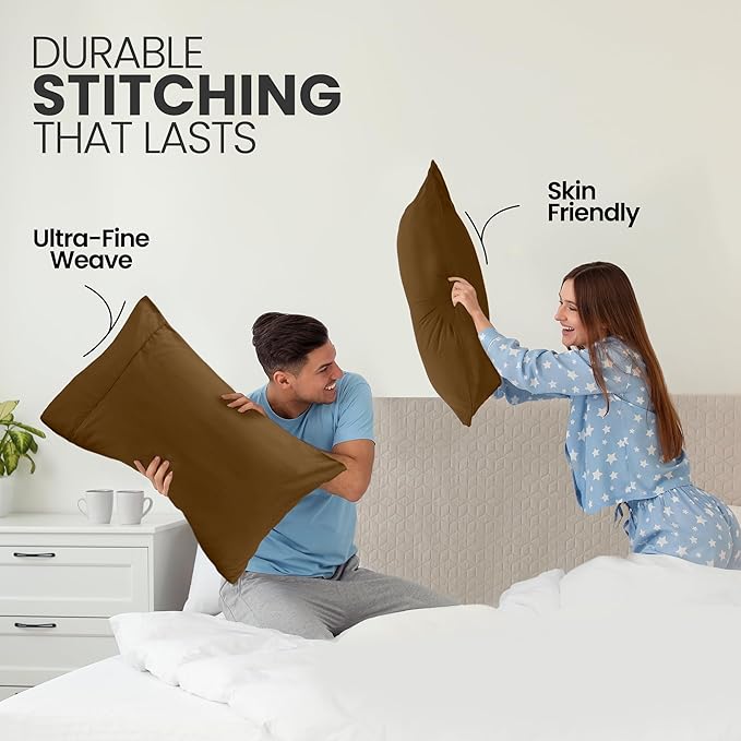 Pillow Covers by Utopia Bedding - Standard Size 2-Pack – Soft Brushed Microfiber – Perfect for Hospitals, Hotels, Guest Rooms – Oeko-TEX Certified, 20x26 Inches (Mocha)