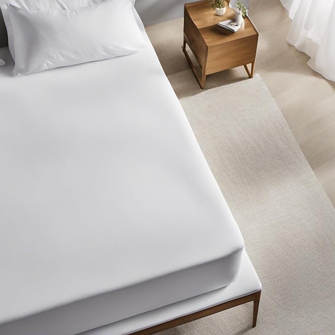 Miracle Made Mattress Protector – Silver-Infused Cotton Fabric – Water-Resistant, Thermoregulating Cover for Sensitive Skin – Compatible with 3-Temperature Zone Comforter, Queen, White