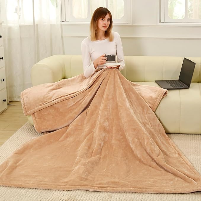 Electric Heated Blanket King Size, Super Soft Cozy Upgraded Flannel Heating Blanket with 9 Heating Levels & 1-9 Hours Auto Off, Fast Heating & Overheat Protection, 100" x 90", Brown