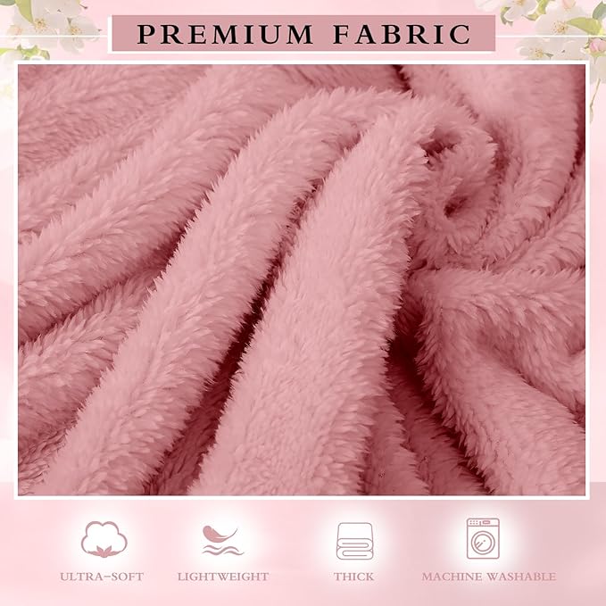Tinideya 6 Pack Sherpa Fleece Throw Blankets Bulk 50"x 60" Soft Plush Wedding Throw Blankets for Couch Sofa Spa Sleepover Party Favor Supplies Travel Guest Room Home Decor (Dusty Pink)