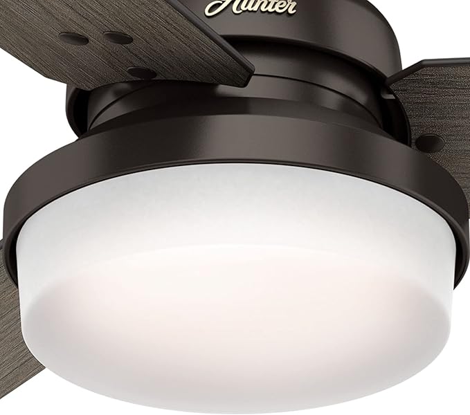 Hunter 52 inch Indoor Ceiling Fan with LED Light and Remote Control - Bronze Ceiling Fan, Standard Mount, 3 Blades, For Bedroom, Living Room, or Kitchen - Sentinel 59210, Premier Bronze