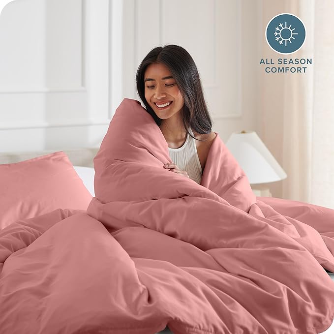 Bare Home Bedding Duvet Cover Extra Long Size - Premium 1800 Super Soft Collection - Lightweight, Cooling - Soft Breathable Bedding Duvet Cover (Twin/Twin XL, Dusty Rose)