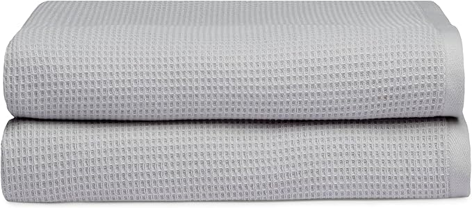 Cozy Earth Waffle Bath Sheets - 60% Cotton 40% Viscose from Bamboo Bath Sheets 40 x 65 Inches - Soft & Absorbent Terry, Reversible Mini Textured Waffle & Weave Pattern - 2 Pack