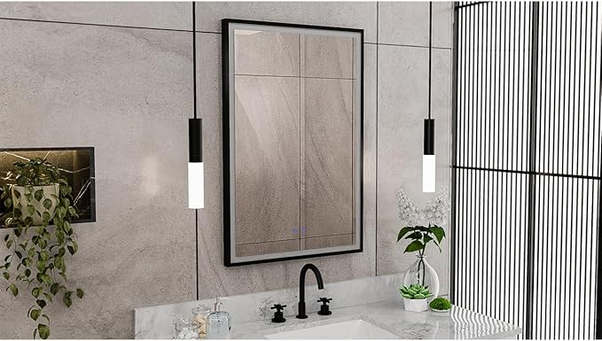 DreamLine Brilliance 36 in. H x 24 in. W Rectangular Light-up Mirror, Matte Black