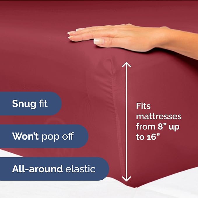 Twin XL Size 3 Piece Sheet Set - Extra Soft, Breathable & Cooling Sheets - Hotel Luxury Durable Bed Sheets for Women & Men - Deep Pockets, Easy-Fit & Wrinkle-Free Sheets - Berry Oeko-Tex Bed Sheet Set