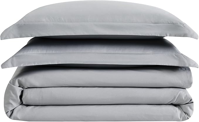 London Fog Garment Washed Solid Duvet Set Grey Microfiber 3-Piece King Duvet Set, Solid Themed, Adult and Teen, Oeko-TEX Certified