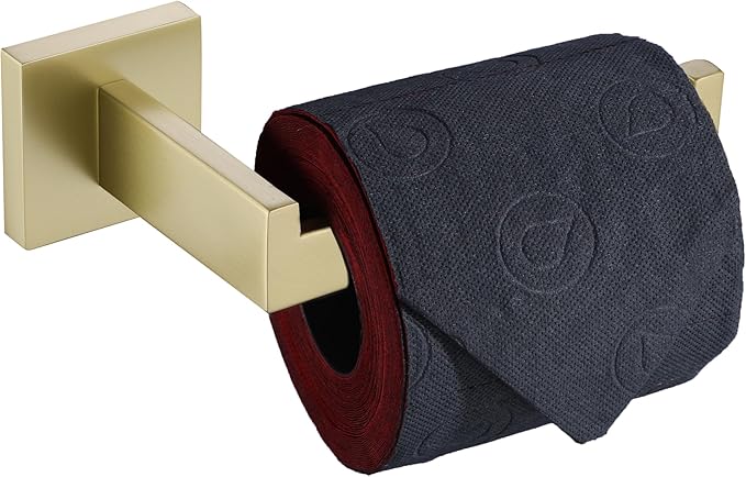 LANC Gold Toilet Paper Holder, Brushed Gold Toilet Paper Roll Holder Wall Mounted for Bathroom Kitchen RV Modern Toilet Tissue Holder Dispenser Rustproof SUS304 Stainless Steel Right, A8807BG