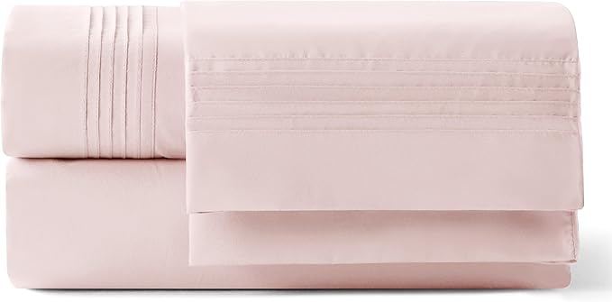 Bedsure Deep Pocket Queen Sheets Set - Fits Mattresses Up to 21 Inches Thick - 4 Piece GentleSoft Bed Sheets, Moisture Wicking, Soft & Cooling Bedsheet & Pillowcases, Easy & Secure Fit, Blush Pink