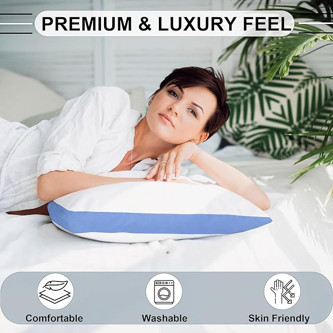 GOLD TEXTILES Premium King Size Bed Pillow Set of 2 - Luxury Hotel Collection, Soft & Firm Support for Side Sleepers, Down Alternative, Fluffy & Plush Pillows for Sleeping (Blue, Pack of 2)