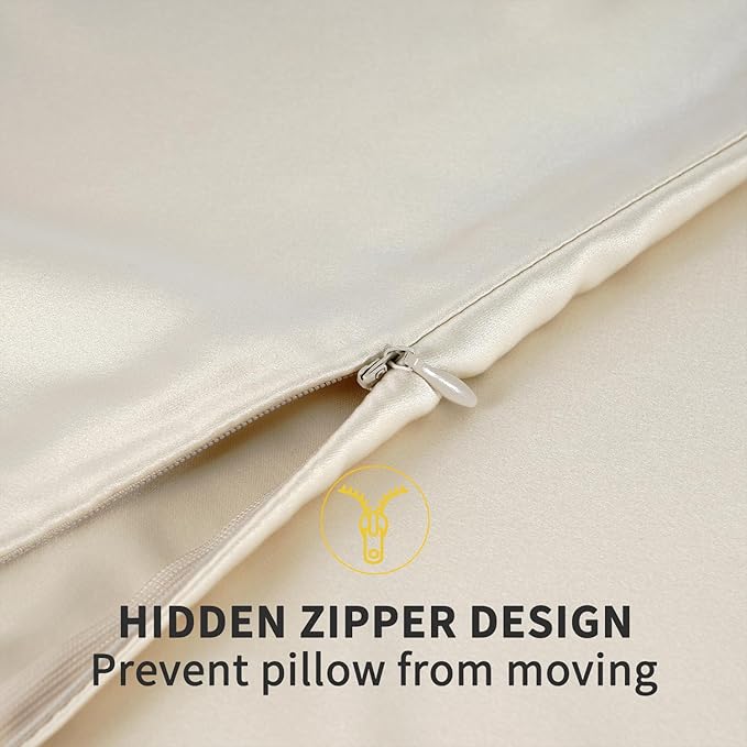 ZIMASILK 100% Pure Mulberry Silk Pillowcase for Hair and Skin Health,Soft and Smooth,Both Sides Premium Grade 6A Silk,600 Thread Count,with Hidden Zipper,1pc (King 20''x36'',Beige)