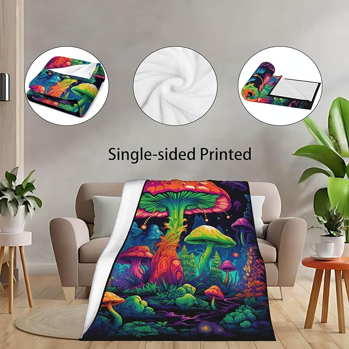 Mushroom Throw Blanket, Mushroom Gifts for Women and Men, Lightweight Fleece Home Decor, 40"×50", Machine Washable, No-Pilling