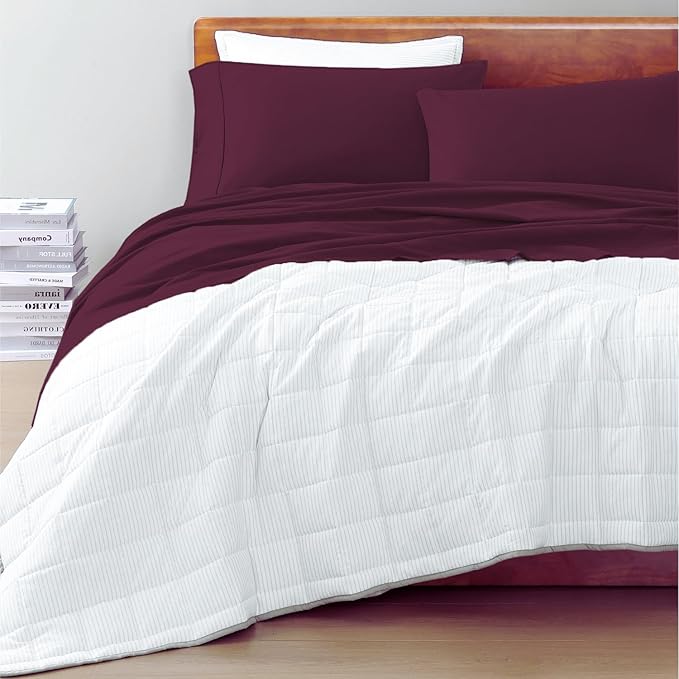 LANE LINEN 100% Organic Cotton Eco Friendly Sustainably Produced Twin XL Sheet Set, Mercerized Soft & Comfy Extra Long Twin Bedding Set, Naturally Cooling Cotton Sheets- Windsor Wine