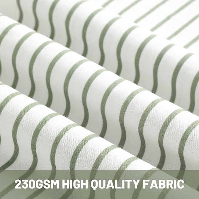 Awellife Sage Green Shower Curtain for Bathroom Boho Stripe Shower Curtain 72 X 72 Inches Farmhouse Cotton