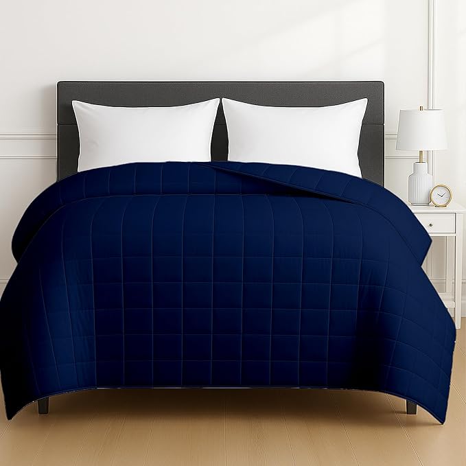 HomeSmart Weighted Blanket King Size 40 lbs, Heavy Weighted Blanket, Also Fits California King Beds, Soft Breathable Fabric, Navy