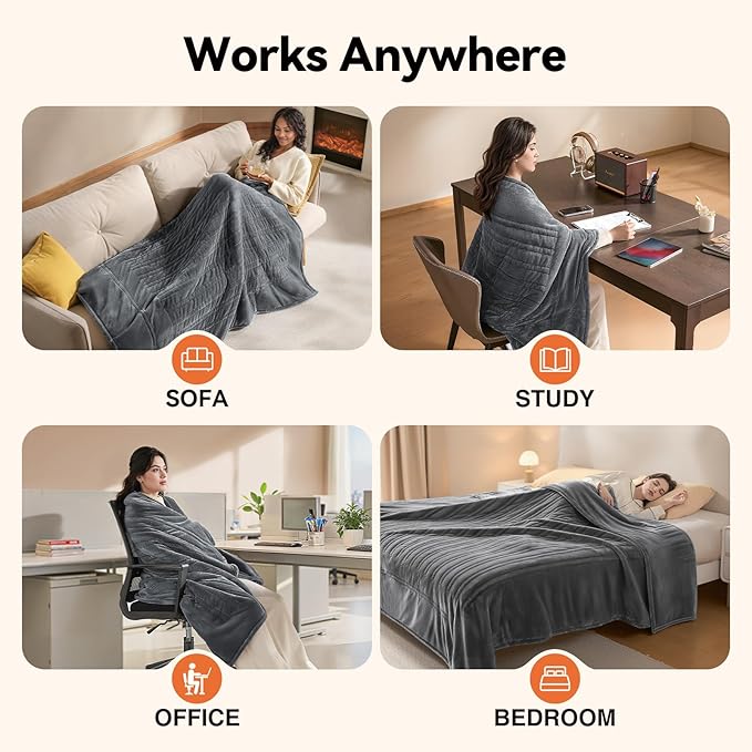 Heated Blanket Queen, Dual Control Electric Blanket, Ultra Soft Flannel, Consistent & Even Heating with 8 Heat Levels & 10 Hours Auto Off, Overheat Protection, Warm Gifts for Grandm (84"x90")