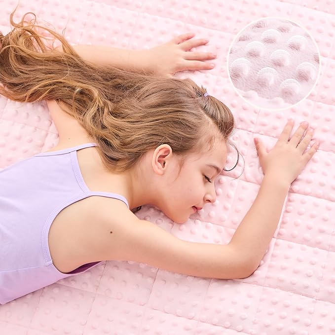 yescool Pink Weighted Blanket 3 lb Small Weighted Lap Blanket for Girls, Cooling Weighted Throw Blankets Minky Heavy Blankets, for 20-45lbs, 36 * 48in