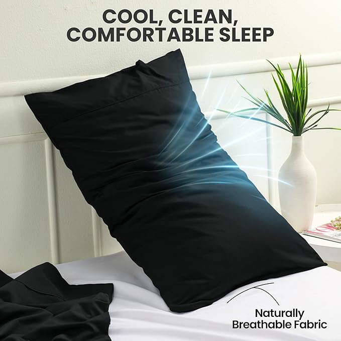 Pillow Covers by Utopia Bedding - Standard Size 2-Pack – Soft Brushed Microfiber – Perfect for Hospitals, Hotels, Guest Rooms – Oeko-TEX Certified, 20x26 Inches (Black)