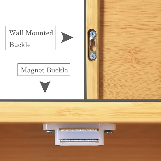HYNAWIN Bathroom Wall-Mounted Medicine Cabinet - Over-The-Toilet Floating Bamboo Storage Organizer with Adjustable Shelf, Space-Saving for Kitchen, and Living Room