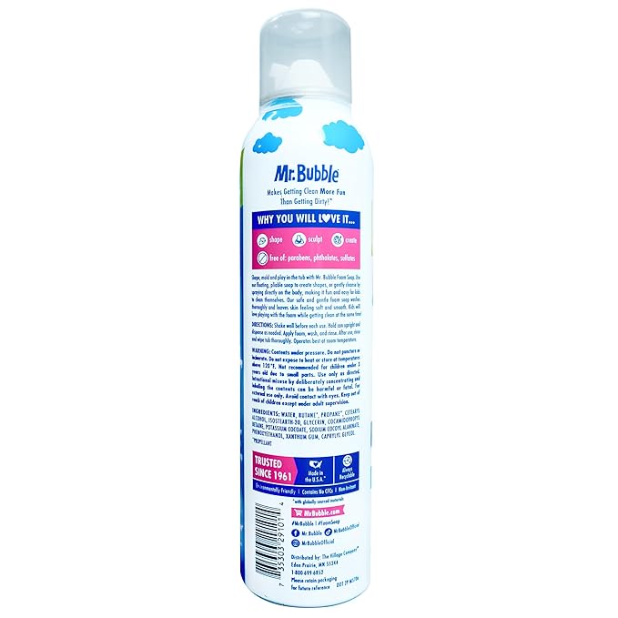 Mr. Bubble Extra Gentle Foam Soap - Fragrance Free Kids Hand and Body Wash 8OZ, Pack of 6