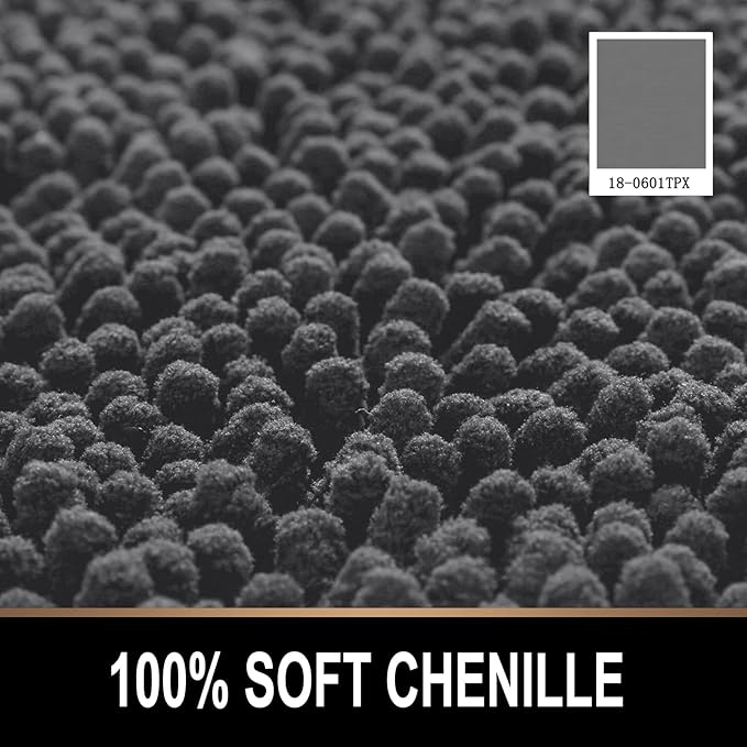 MAYSHINE Round Area Rug Set for Bathroom | Soft Plush Chenille Bath Mat, Water Absorbent Non-Slip Bathroom Rug | Washable Shag Carpet, Bedroom, or Home Décor | 36"x36" (Round) | Charcoal Gray