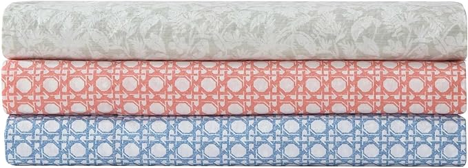 Tommy Bahama - King Bed Sheets, Crisp & Cool Cotton Percale Bedding with Matching Pillowcases, Lightweight Bed Set, Oeko-Tex Certified (Bahama Isle Blue)