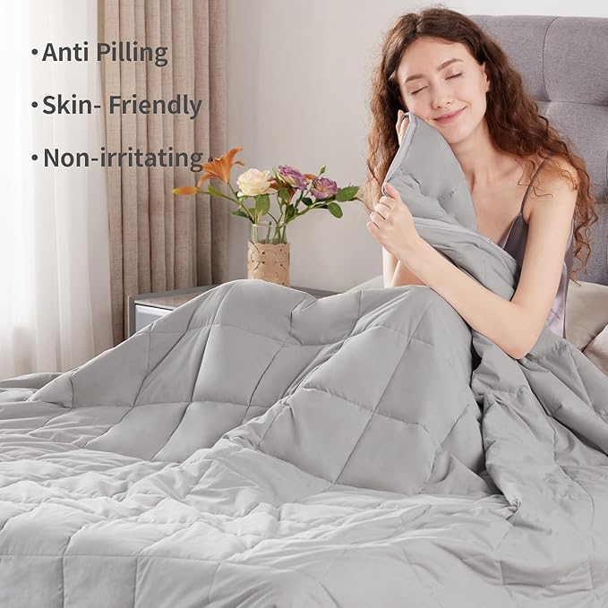 Weighted Blanket Queen/King Size (80"x87" 15lbs),Ultra Soft and Cozy Cooling Weighted Blanket for Adult,Heavy Blanket with Machine Washable Soft Blanket, Stone Grey