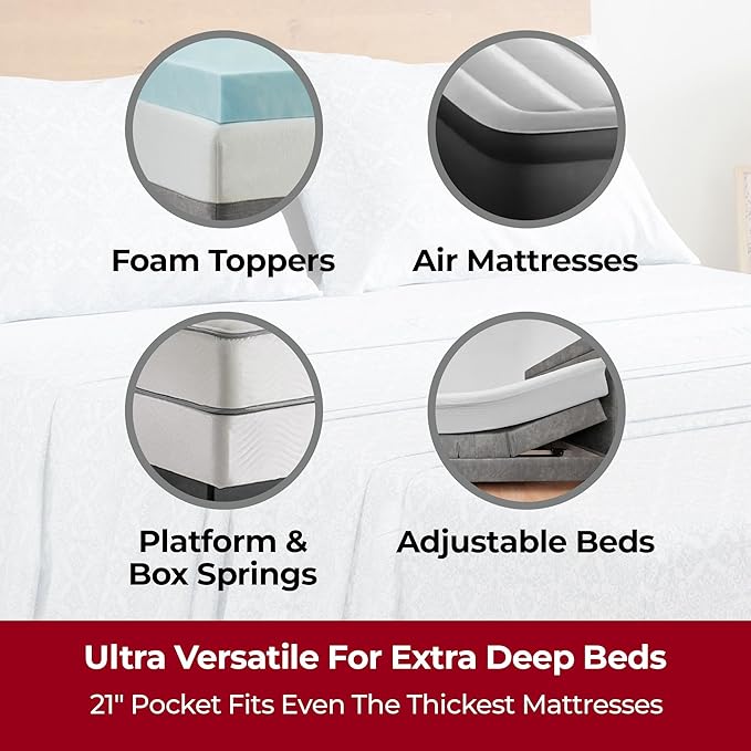 Mellanni Extra Deep Twin Sheets - 3 PC Iconic Collection Bedding - Hotel Luxury, Ultra Soft, Cooling Bed Sheets - Wrinkle, Fade, Stain Resistant (Twin, Laced Sky Blue)