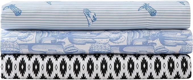 Wrangler - Twin Bed Sheets, Ultra-Soft & Lightweight Bedding with Matching Pillowcase, Lightweight Bed Set for All Season Comfort, Oeko-Tex Certified (Blaze Black)