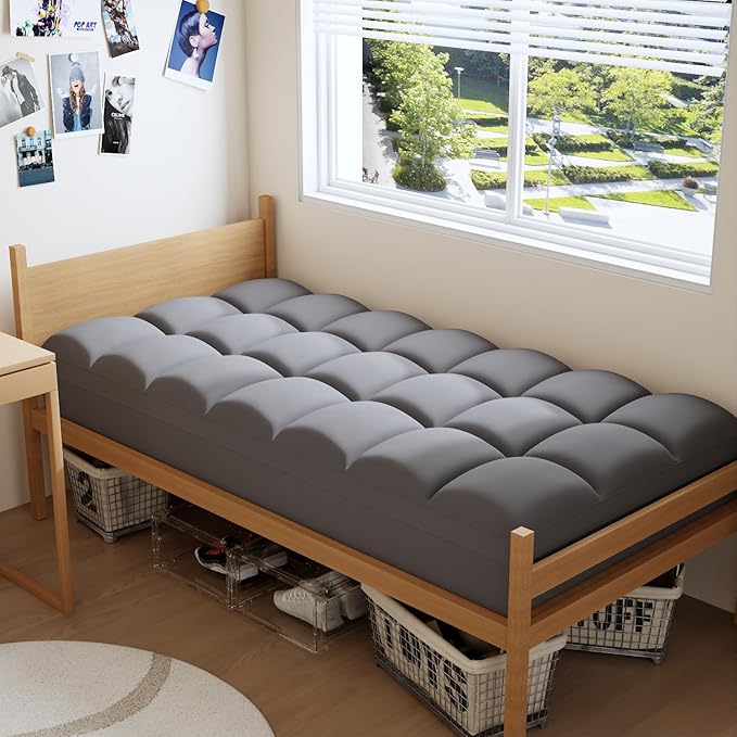 Topllen Twin XL Mattress Topper for Back Pain Relief, Extra Thick Pillow Top Plush Mattress Pad with Deep Pocket, Soft Pillowtop TwinXL Size Bed Toppers Filled Fluffy, College Dorm, Gray