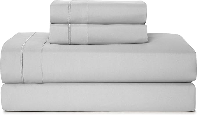 CASUAL LIVING King Sheets 4 Piece Set with 2 Pillowcases, Soft Microfiber Hypoallergenic Washable Deep Pocket Lightweight Bedding Elasticized, King Sheet Sets, Grey