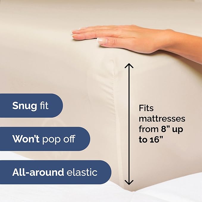 Twin Size 3 Piece Sheet Set - Extra Soft, Breathable & Cooling Sheets - Hotel Luxury Durable Bed Sheets for Women & Men - Deep Pockets, Easy-Fit & Wrinkle-Free Sheets - Cream Pink Oeko-Tex Bed Sheets