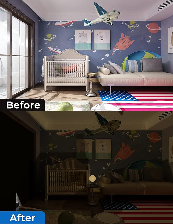 Sumobaby Blackout Curtains for Bedroom Portable 36"x63",No Drill Blackout Shades with Upgraded Hook&Loop Tapes,100% Black Out Window Cover,Thermal Insulated Blinds for Bedroom,Nursery(1 Panel,Black)