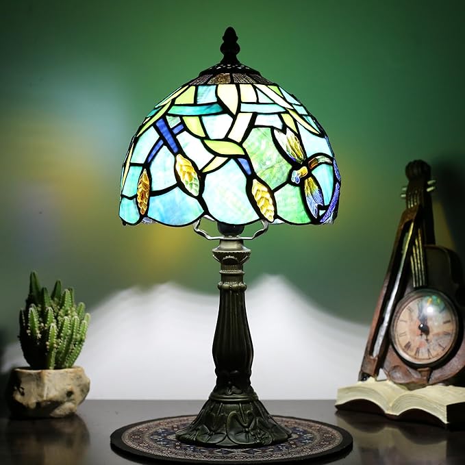 Tiffany Table lamp for Bedroom Bedside Nightstand Table Lamps for Living Room 3 Way Color Temperatures Stained Glass Table Lamp 8X8X15 Inch Home Office Reading Desk Lamp (Ear of Wheat)