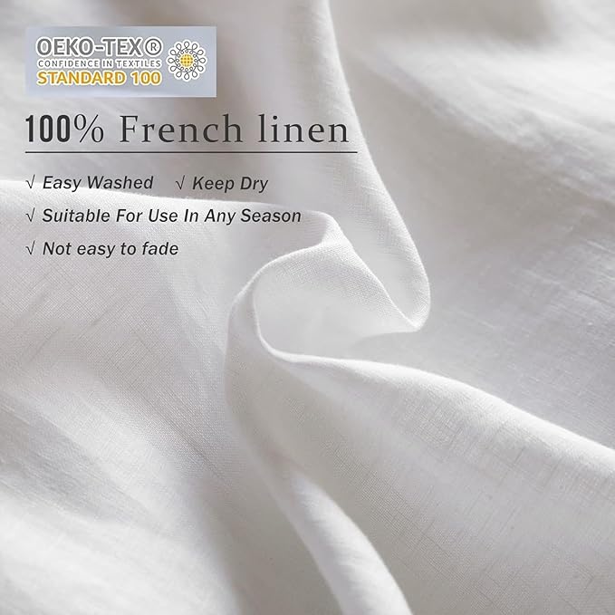 XZ XIFA White Linen Duvet Cover California King, 100% Washed French Flax Linen Bedding Set with Zipper Closure, Cooling & Textured Bed Sets for Hot Sleepers(1 Duvet Cover, 2 Pillowcases)