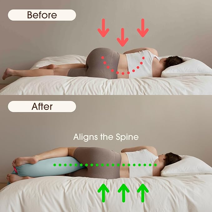 bbhugme Adjustable Pregnancy Pillow with Removable Eucalyptus Cover & Extra Dusty Pink Cover - Full Body Support for Pregnant Women