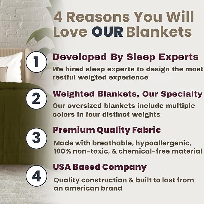 HomeSmart 50 lbs Weighted Blanket King Size, The Heaviest Weighted Blanket, Ultra Soft Breathable Fabric, Also Fits California King Beds, Olive Green