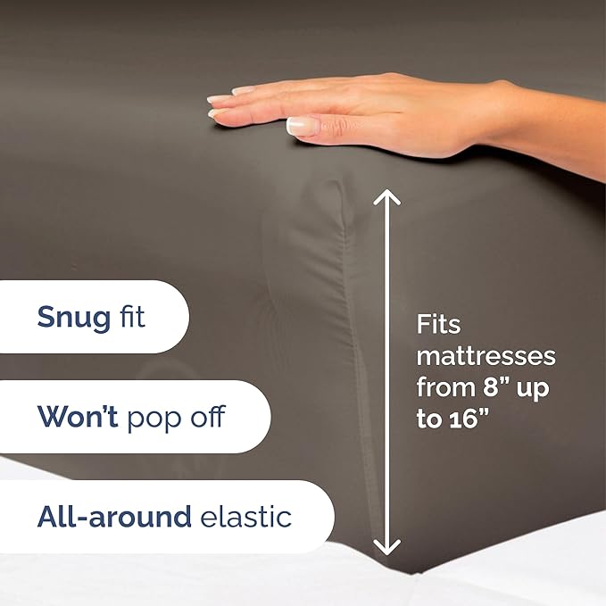 Twin Size 3 Piece Sheet Set - Extra Soft, Breathable & Cooling Sheets - Hotel Luxury Durable Bed Sheets for Women & Men - Deep Pockets, Easy-Fit & Wrinkle-Free Sheets - Taupe Brown Oeko-Tex Bed Sheets