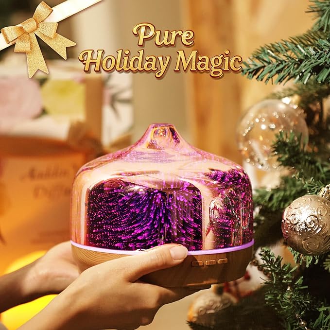 Porseme 500ml Glass Essential Oil Diffuser Aromatherapy Ultrasonic Cool Mist Humidifier 15-21 Running Hours Diffusers with Remote Control for Sleeping Office Working Yoga Rest and Spa