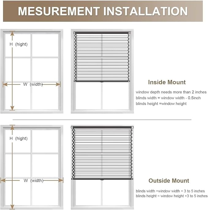 MYshade 1.5-Inch Cellular Cordless Blackout Shades,Thermal Insulating Noise Reducing Waterproof Blinds,Honeycomb Window Treatments for Indoor Light Control (Beige-26 W x 64" H)