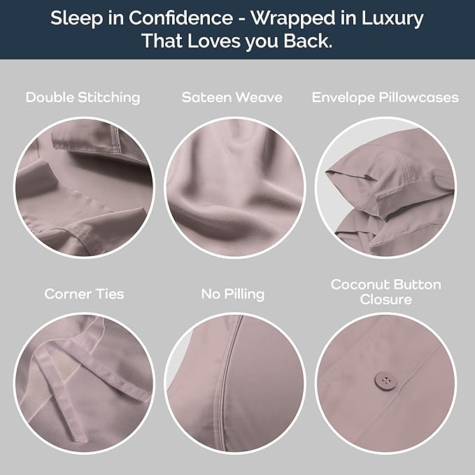 Olive + Crate Tencel Eucalyptus Cooling Duvet Cover Set - Hypoallergenic, Lyocell Tencel Duvet Cover - Soft, Temperature Regulating with Hidden Button Closure & Corner Ties - King Size [Dusk]