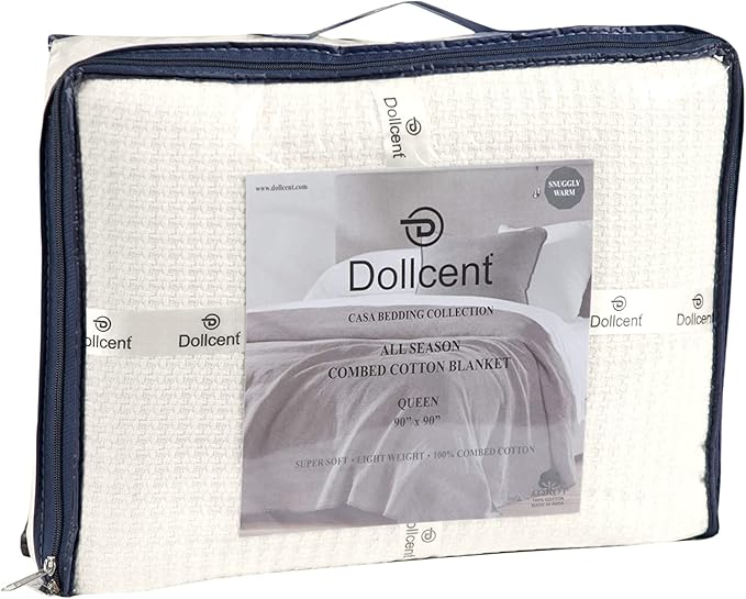 DOLLCENT 100% Cotton Twin Size Blanket for Bed, Premium Soft Combed Lightweight Blankets, Washed Breathable Cozy Bed Throw Blanket, Ivory Twin Cotton Blankets for All Season: Ivory (66"x90")