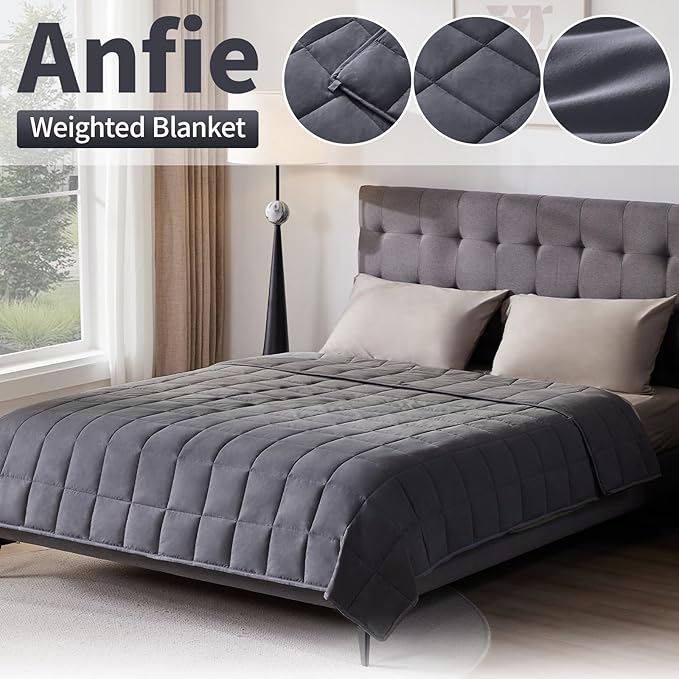 Weighted Blanket Queen Size (60"x80" 12lbs),Ultra Soft and Cozy Cooling Weighted Blanket Queen Size for Adult,Heavy Blanket with Machine Washable Soft Blanket, Dark Grey