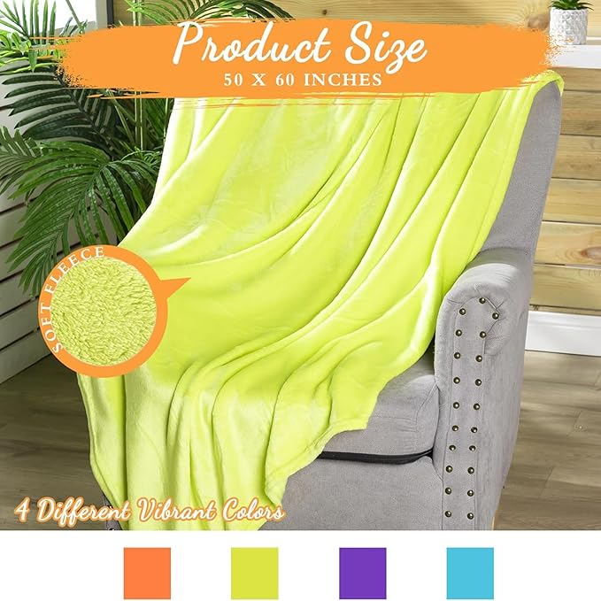Tinideya 12 Pcs Flannel Fleece Throw Blanket Bulk 50 x 60 Inch Soft Fleece Blanket Warm Throw Blanket Coral Blankets for Couch Sofa Home Wedding Gifts Season (Bright Color)