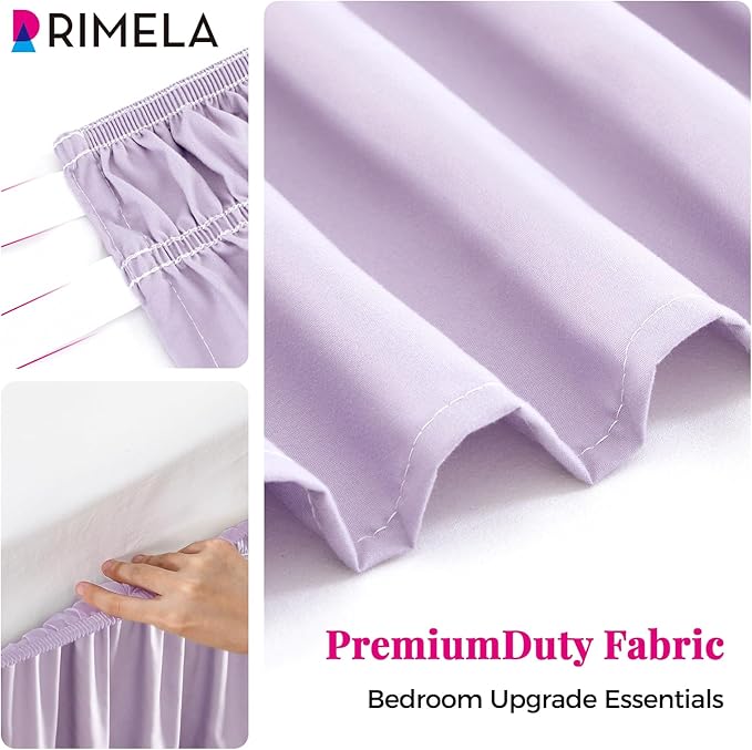 RIMELA Lavender Purple Bed Skirt Queen Size 18 Inch Drop, Wrap Around Elastic Bedskirt, Dust Ruffle for Adjustable Bed Base Machine Washable Easy to Install Bed Skirts