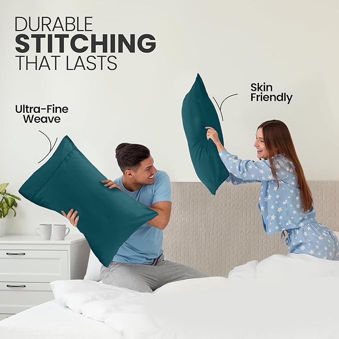 Pillow Covers by Utopia Bedding - Queen Size 2-Pack – Soft Brushed Microfiber – Perfect for Hospitals, Hotels, Guest Rooms – Oeko-TEX Certified, 20x30 Inches (Teal)