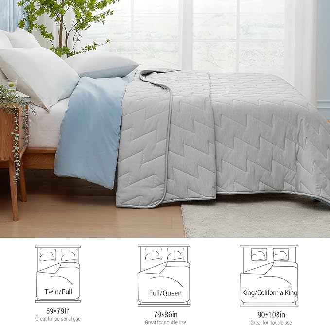 Elegear Revolutionary Cooling Comforter Twin Absorb Body Heat to Keep Cool, Cooling Blanket for Hot Sleepers Japanese Arc-Chill 3.0 Cool Tech Fabric Summer Comforter Cool Quilt -Light Gray